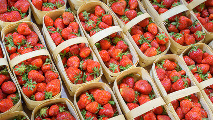 market, tray of fresh fruit, strawberries