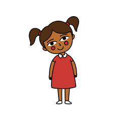 girl doodle icon, vector color line illustration