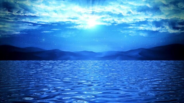 Moonlight over the Lake Waters - Landscape VJ Loop Background