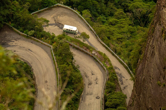 Van Winding road Curve nature motorhome Serra do corvo branco Brazil