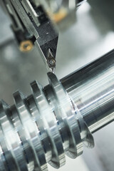 metal cutting on CNC lathe machine. metal working industry