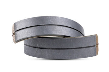 car brake shoe part for service repair isolated on white background. auto drum brake shoes cut out