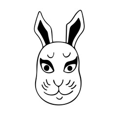Vector image of an traditional Japanese theater rabbit mask on white background