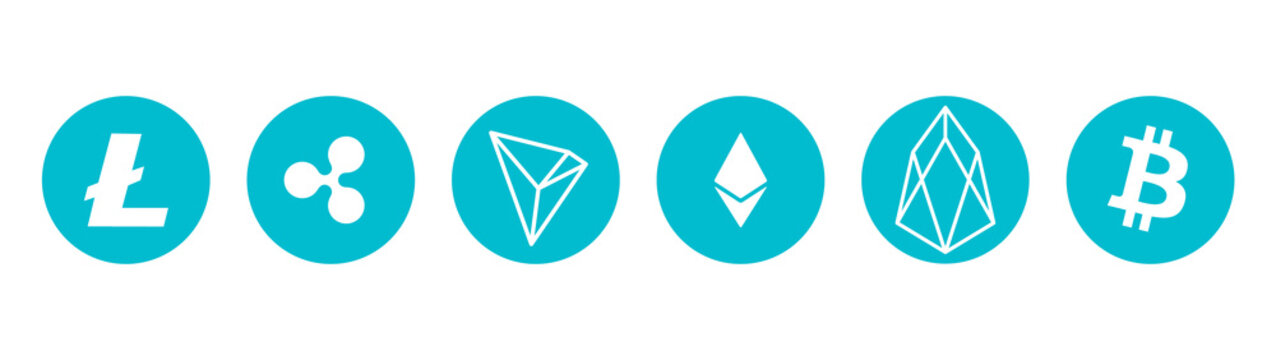 cryptocurrency, bitcoin and other digital currency, vector brand logos