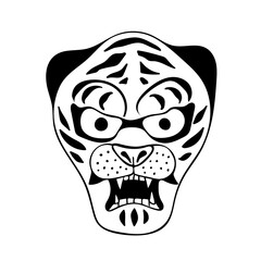 Vector image of an traditional Japanese theatrical tiger mask on white background