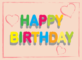 Colorful happy birthday card, vector illustration