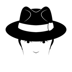 Man face with hat, vector illustration