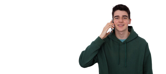 isolated teenager or student with mobile phone