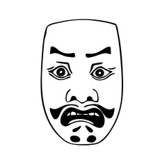 Vector image of an traditional Japanese theater warrior mask on white background