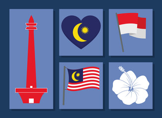 Merdeka symbols set