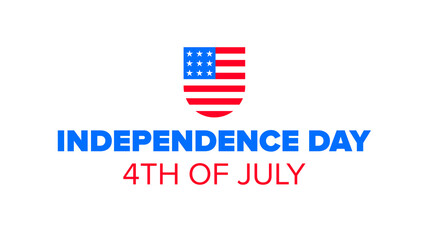 4th of July American Independence Day Banner with Bold Text and Flag of America Emblem Isolated on White Background. Modern Vector Design template for July 4 Independence Day