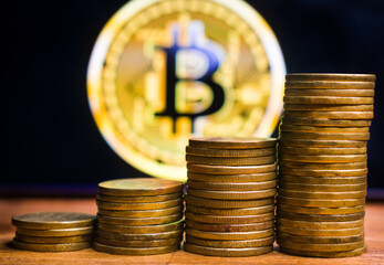 Coins represented the rise of Bitcoin. Savings in cryptocurrencies