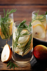 Pear rosemary cocktail with fresh pears