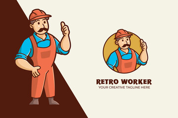 Handyman Worker Mascot Character Logo Template