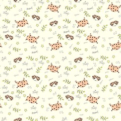 Cartoon style doodle seamless pattern of pillows and sleep masks. Perfect for scrapbooking, textile and prints.
