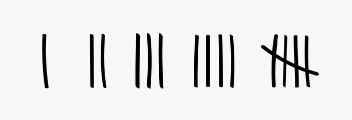 Tally marks prison jail vector wall count. Slash hash brush line number tally mark prison wall