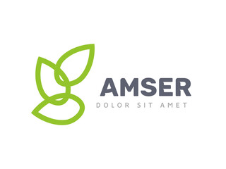 Fototapeta premium Vector leaf logo, green clean eco icon tree growth. Abstract leaf symbol logo