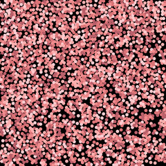 Abstract rose gold seamless pattern Vector illustration Many pink confetti on black background Flat design