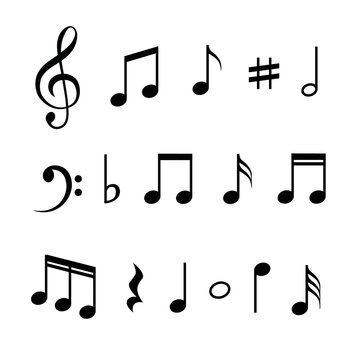 Music note vector icon symbol. Music key note line art sign