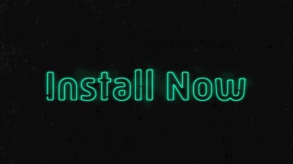 Animation of blue neon text, install now, on black background - Powered by Adobe