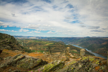 Beautiful mountain and river landscapes in the Douro Natural Park. Douro river - Portugal. Sightseeing place of Penedo Durao