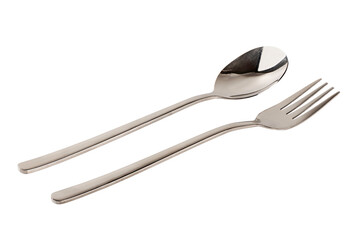 Fork and spoon isolated on white white