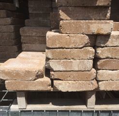 Stacks of patio stones in a large home improvement store