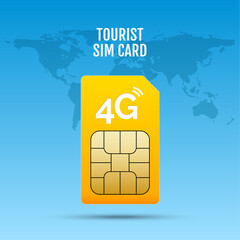 4g sim card world prepaid internet gsm phone technology. Simcard satellite global network - obrazy, fototapety, plakaty