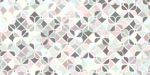  Abstract geometric seamless pattern floral design pastel color with marble line elegant background