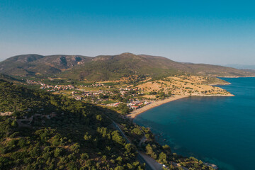 Fototapeta na wymiar Landscape with özdere village, coast of Izmir Turkey. Scenic image of nature landscape.