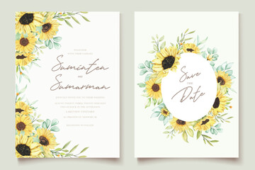watercolor sunflower wedding card set