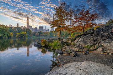 Central Park, New York City at the lake