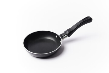 Frying pan isolated on white, kitchenware used to heat and fry food 