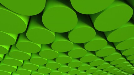 Abstract background with green cylinders under black-white background. 3D high quality rendering. 3D illustration. 3D CG.