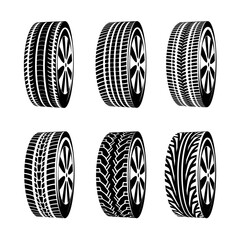 Vector black rubber tyre texture. Black tire design car texture silhouette © kolonko