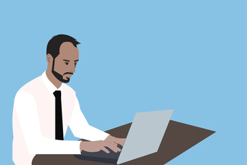 A man using laptop vector illustration
