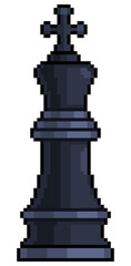 Pixel art king chess piece item for 8bit game on white background
