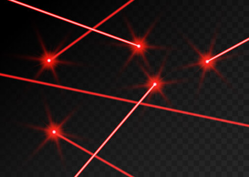 Laser beam red light. Vector laser beam line ray glow effect energy