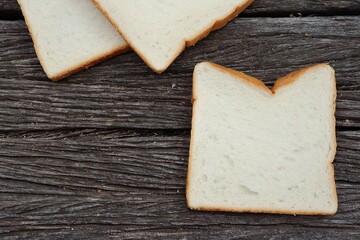 Close up of sliced loaf white bread breakfast food