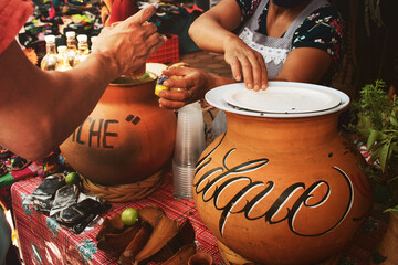 typical tepache street stall in Oaxaca Mexico