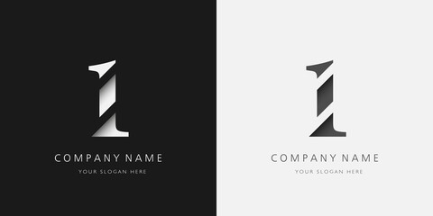 1 logo modern broken design serif number - obrazy, fototapety, plakaty