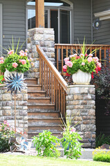 Naklejka premium Stairway with Flowerpots