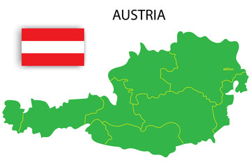 Austria outline flag. Chart concept. Silhouette map. National flag graphic design. Vector illustration. Stock image.