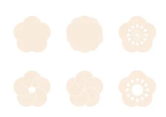 Foto auf Acrylglas 梅の花の主線なしイラスト　和風の花のデザイン　和文様 © taeco