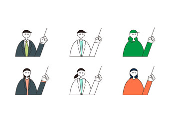 解説する人々のアイコン風イラストセット