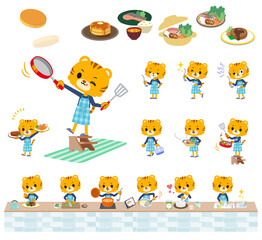 料理に関するトラの男の子のセット