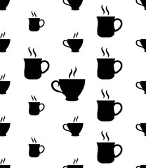 Tea Cup Icon Seamless Pattern, Coffee Cup Icon