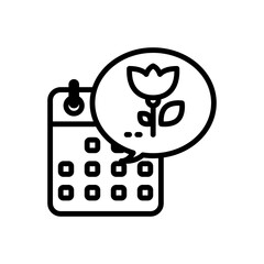 Calendar with flower outline icons. Vector illustration. Editable stroke. Isolated icon suitable for web, infographics, interface and apps.