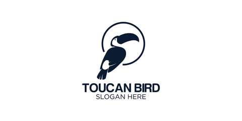 silhouette toucan logo design template - obrazy, fototapety, plakaty