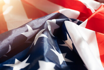 American flag background. USA national banner closeup.